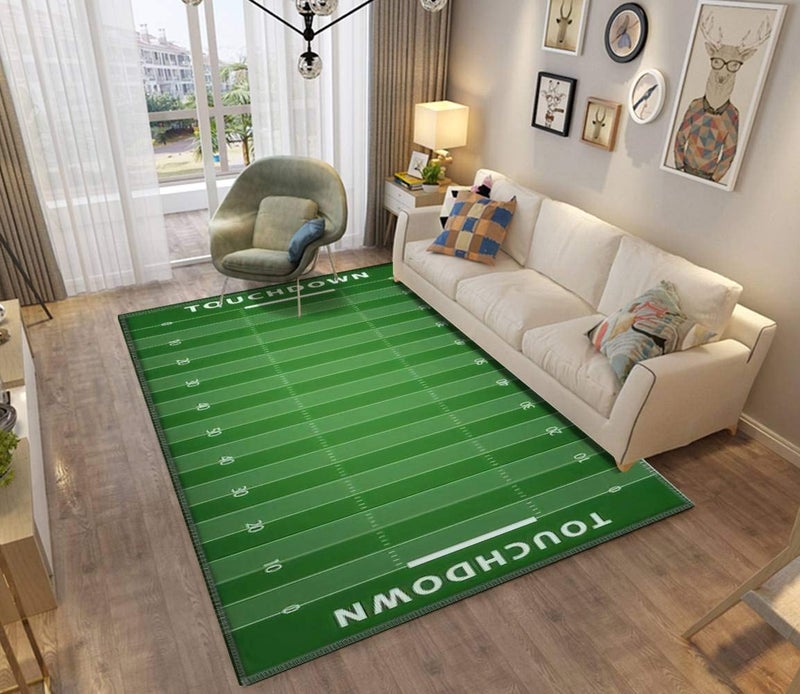 ZALAHM Home Area Runner Rug Pad American Football Field Background with Artificial Turf Soccer Field Thickened Non Slip Mats Doormat Entry Rug Floor Carpet for Living Room Indoor Outdoor Throw Rugs - Image 2